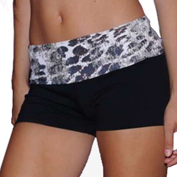 Lino Fitness Compression Shorts XS-S-M-L Brazilian Supplex Fold Over Yoga UV 50+ - Picture 1 of 8